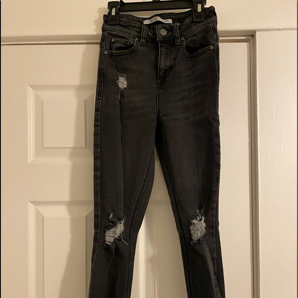 Grey Distressed Skinny Jeans